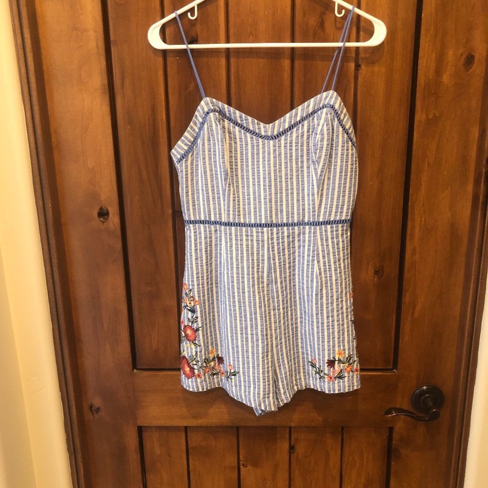 Blue Striped and Floral Romper